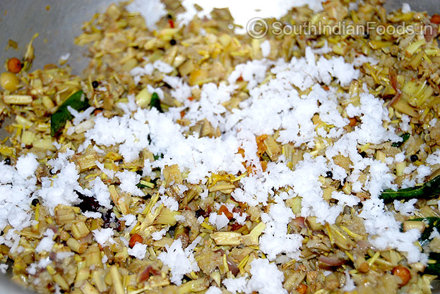 Add grated coconut & Jaggery
